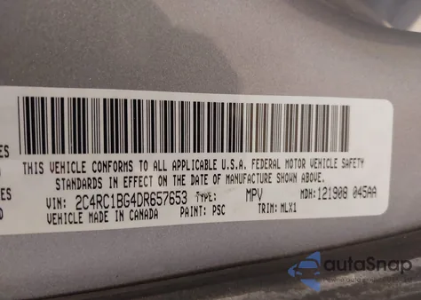 2013 Chrysler Town & Country Touring из США, поврежденный, VIN 2C4RC1BG4DR657653